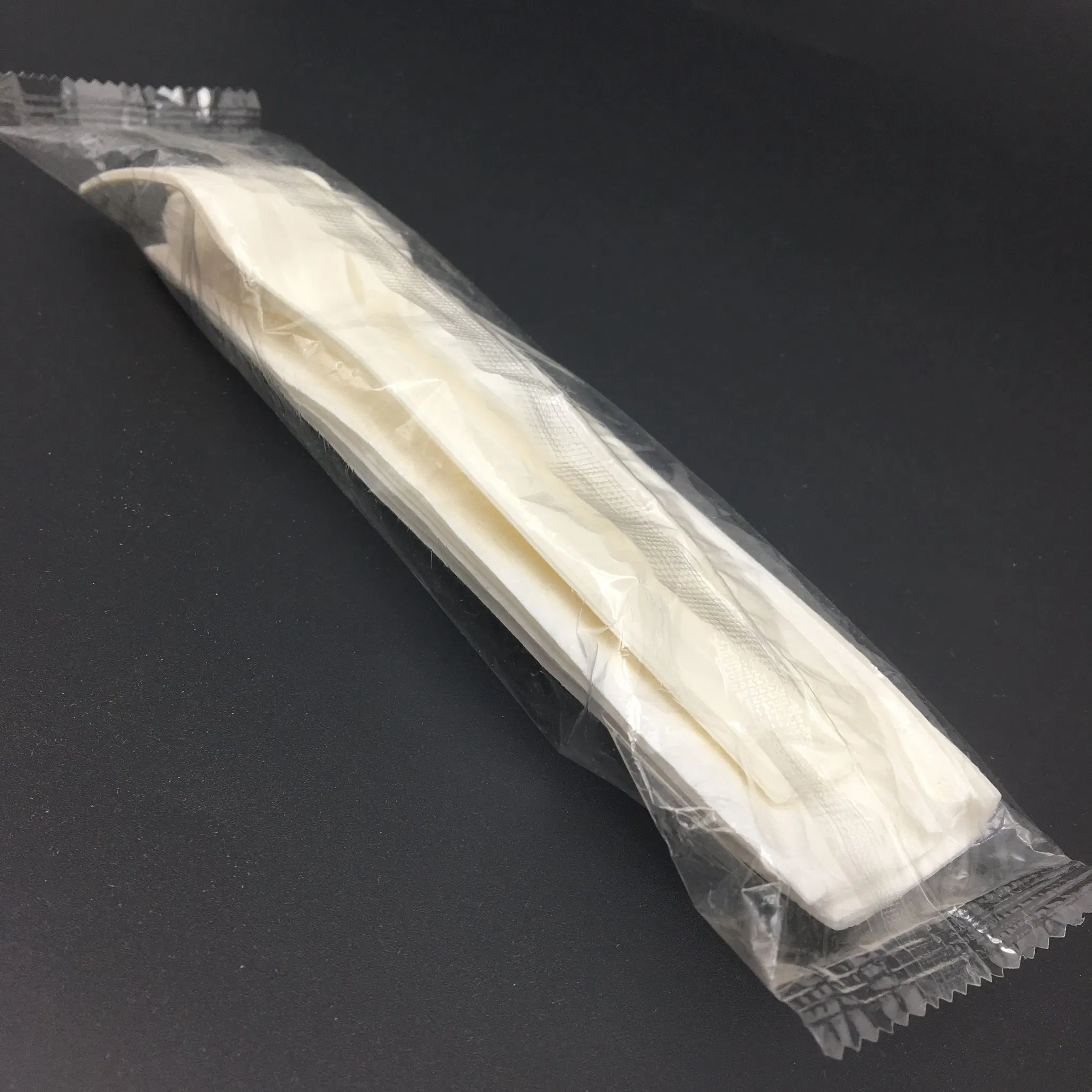 Disposable Food Grade Cornstarch Cutlery Set Packing with Napkin