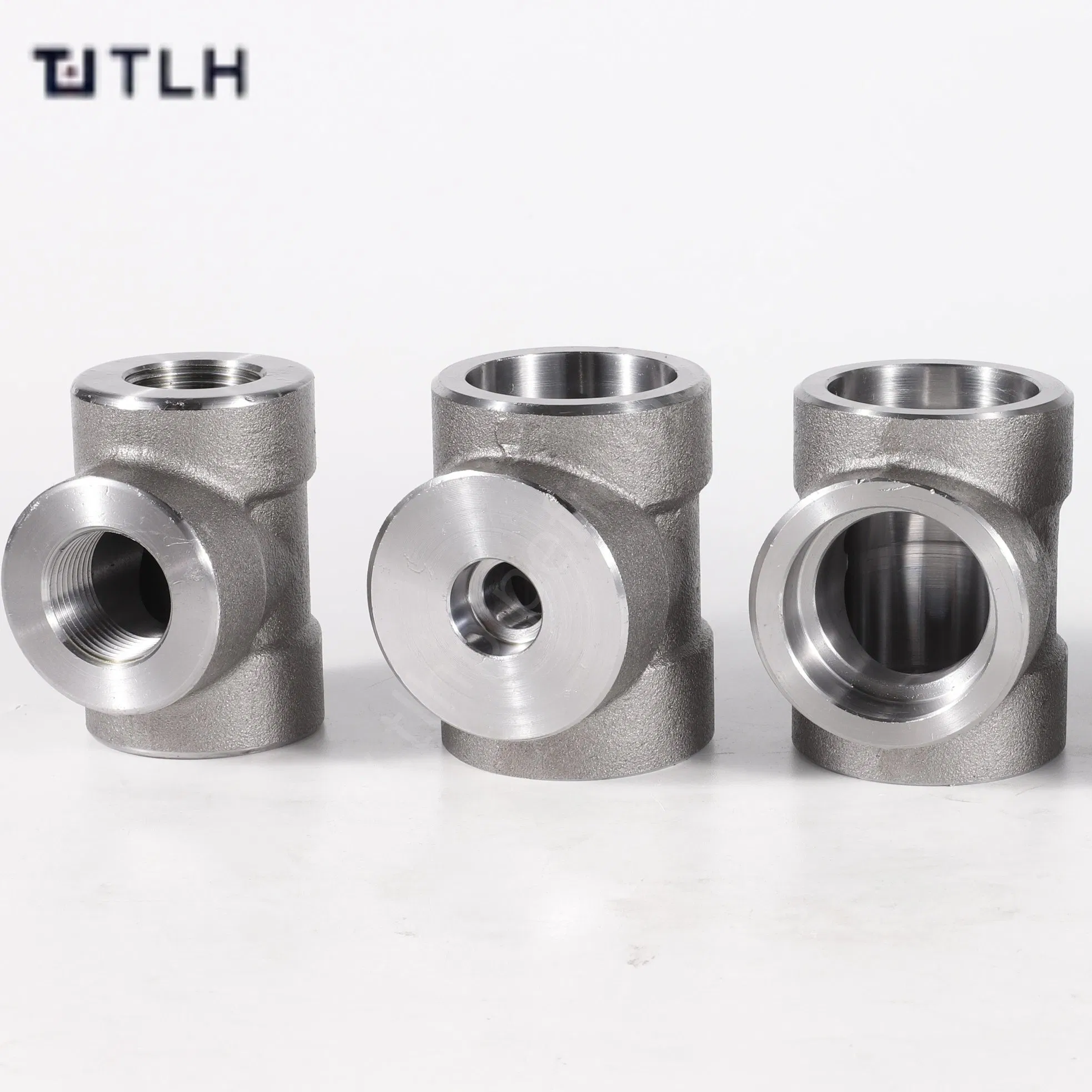 China Customized 3000# ASME B16.11 Stainless Steel Ss 304 316 304L 316L NPT Female Forged Thread Unequal Tee Reduced Tee