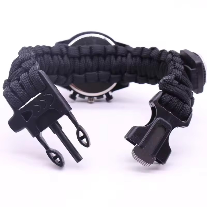 Multifunctional Watch with Paracord, Flint, Compass for Outdoor Adventures