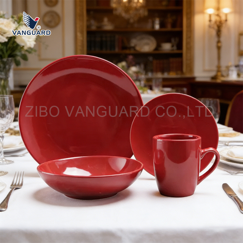 Wholesale Glossy Porcelain Tableware Blue Custom Ceramic Dinnerware Set