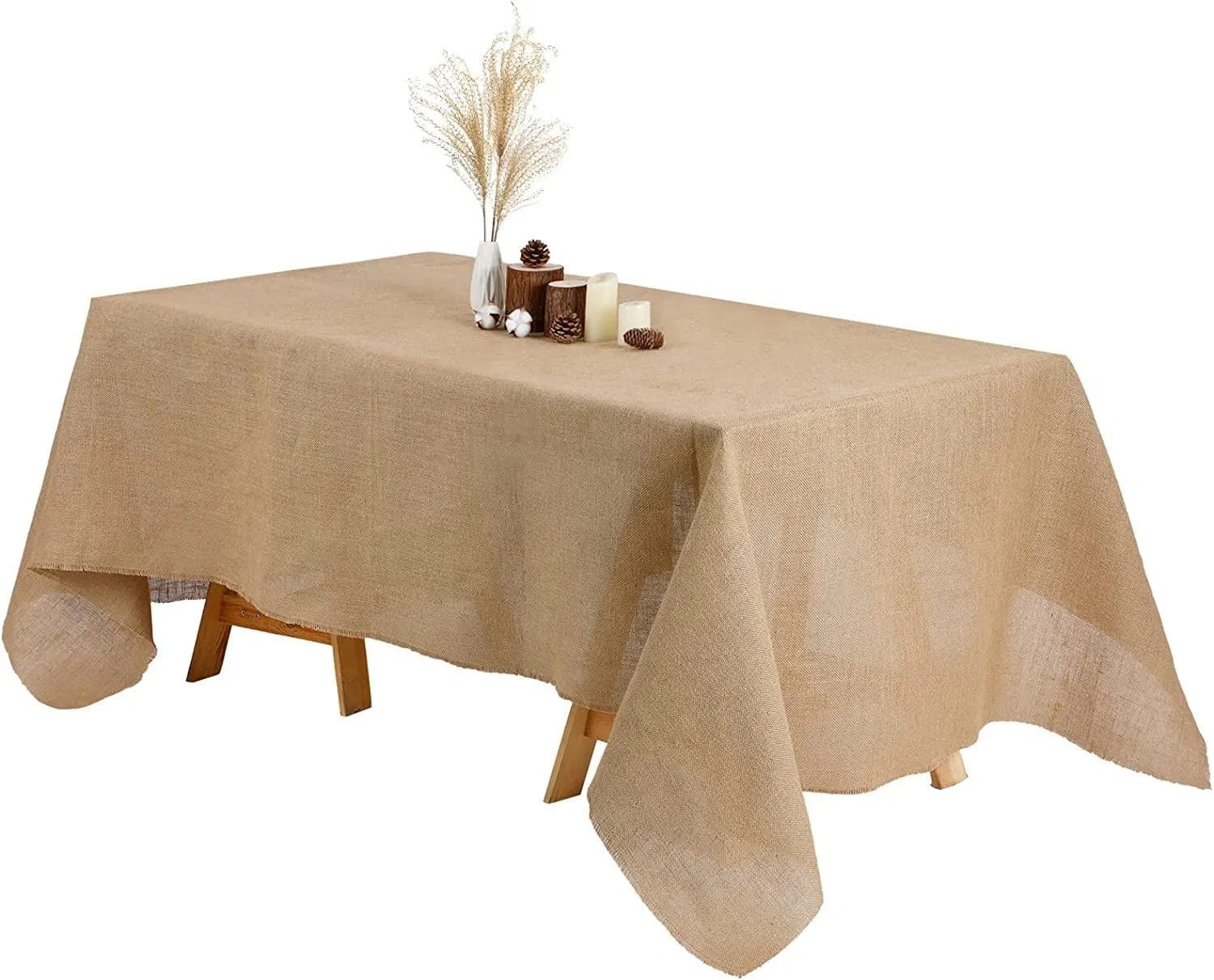 Jute Table Runner Rectanqle Natural Burlap Tablecloth 63 X108 Inches
