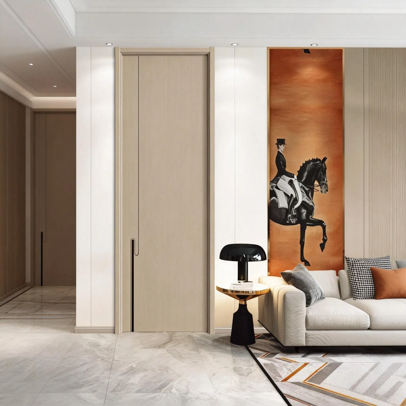 Factory Made Wooden Wood Main PVC Double Leaf Door Decorative Panel for Housing Entrance Projects