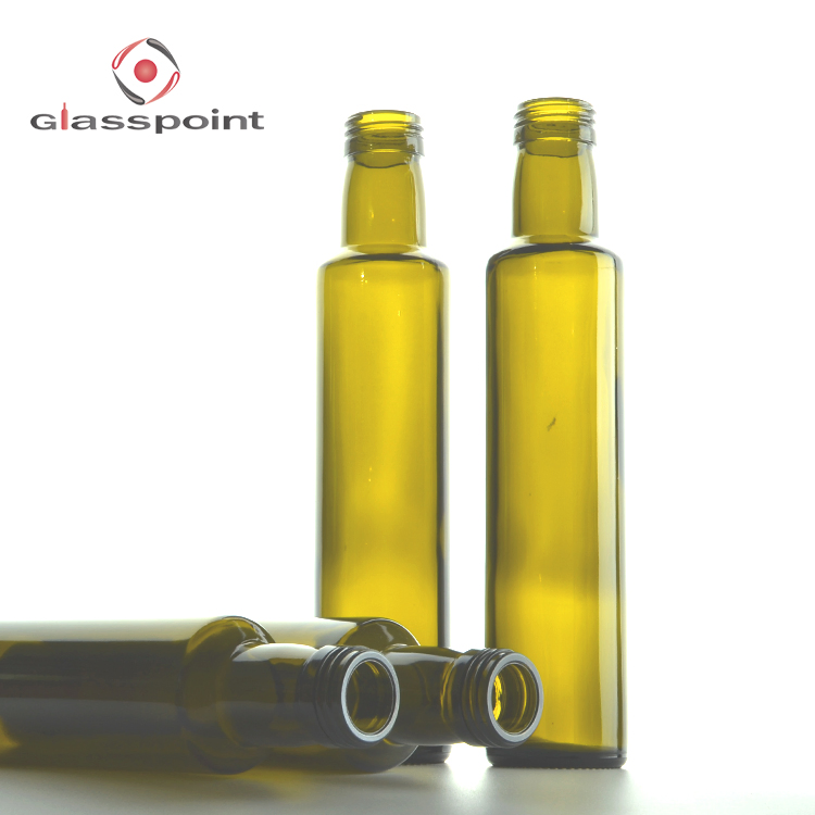 OEM Amber Round Shape Empty Marasca Olive Oil Glass Bottle