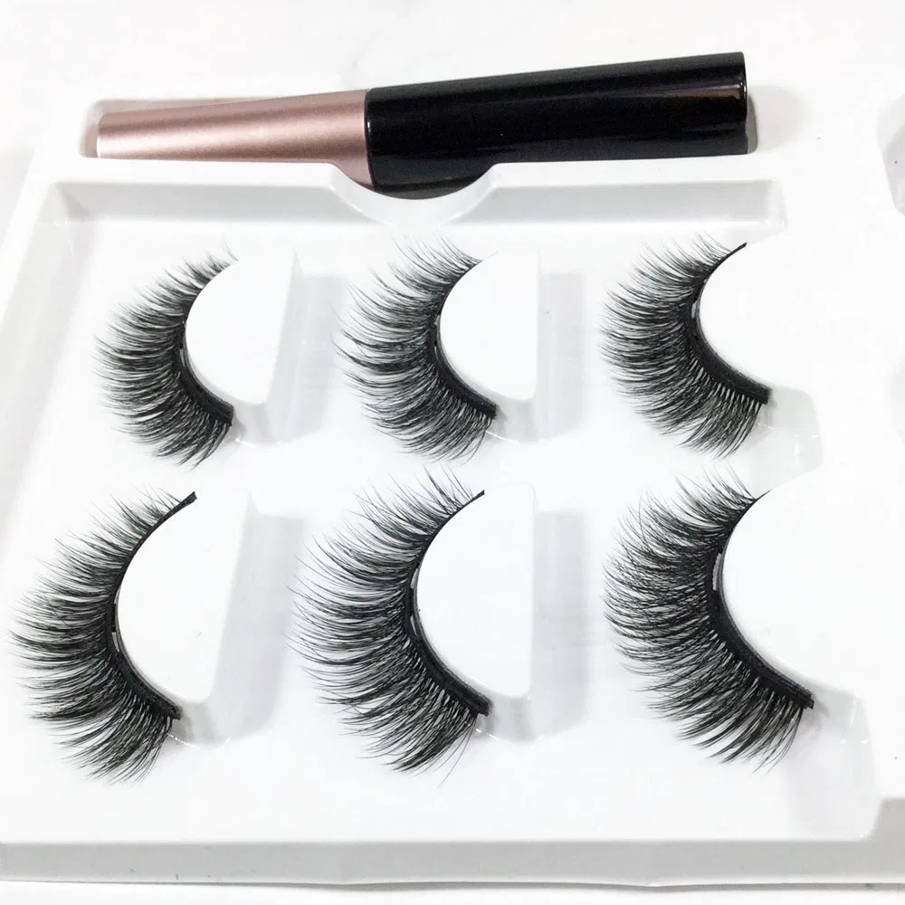 Professional Magnetic Mink Human Hair Eye Lash Kit Eyelash Set Premade Fan False Lash Extension Tool