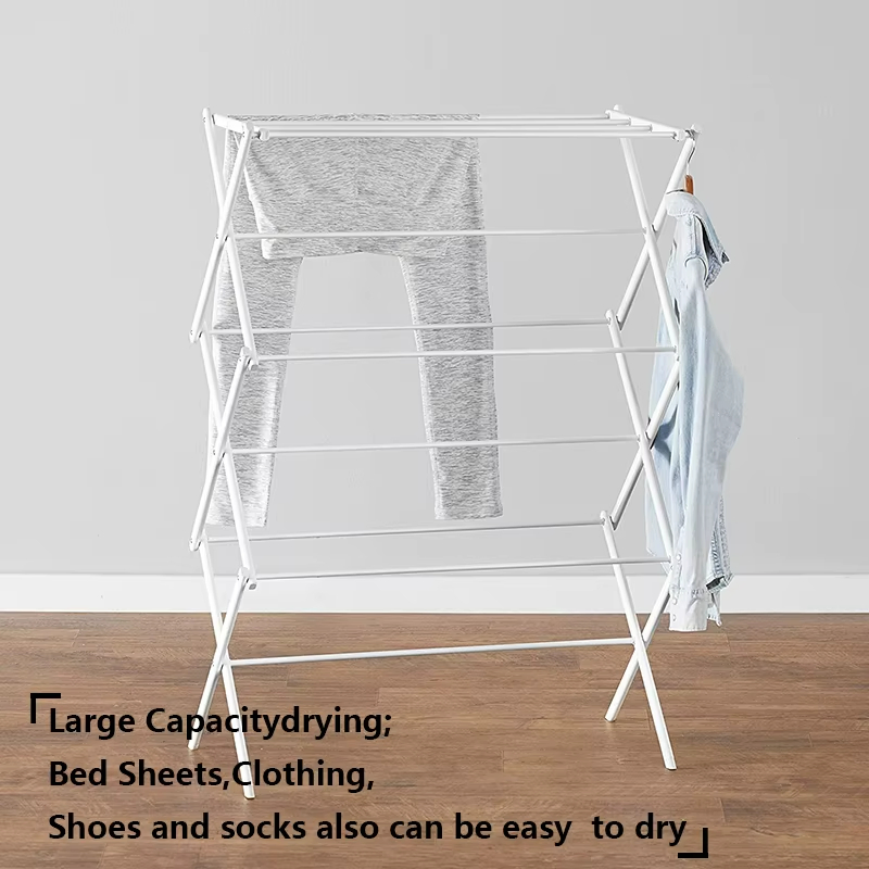 Portable Metal Indoor Stainless Steel Heavy Duty Laundry Rack Foldable Clothes Drying Rack