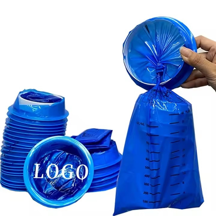 Custom Disposable Plastic Blue Car Air Sickness Vomit Bag Medical Emesis Bag