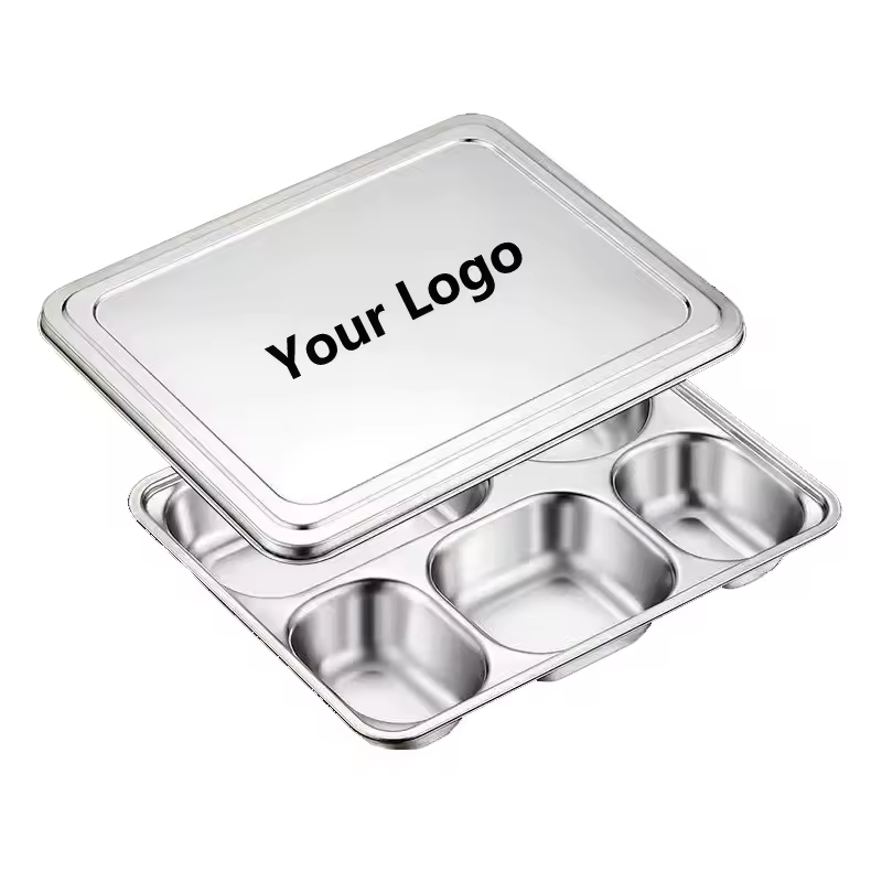 Cook Dinnerware 6cm Total Hight Food Tray Stainless Steel 304 28X22X6cm Food Tray SUS 304 Indonesia for Free Lunch