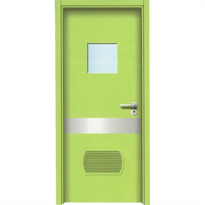 Antibacterial Laminated Hospital Wooden Door Entry Clinic Patient Room Door with Glass