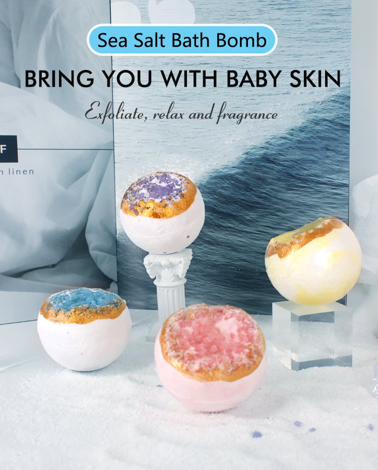Customize Logo Bath Bomb with Crystal Packaging Bath Bombs Organic Sea Salt Bath Bomb