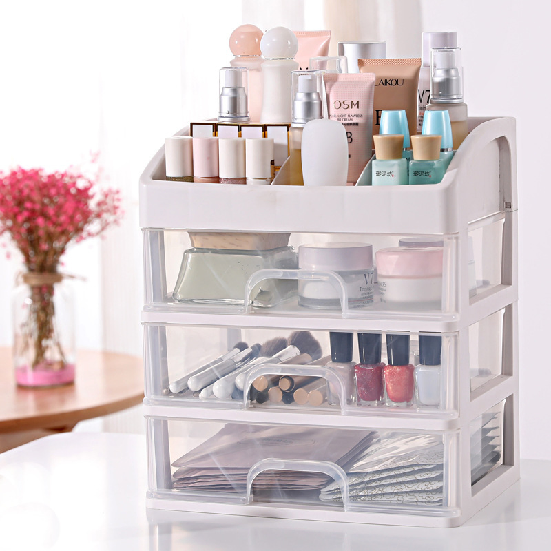 Desktop Cosmetic Storage Box Drawer Type Household Dust-Proof Storage Box Simple Transparent Shelf