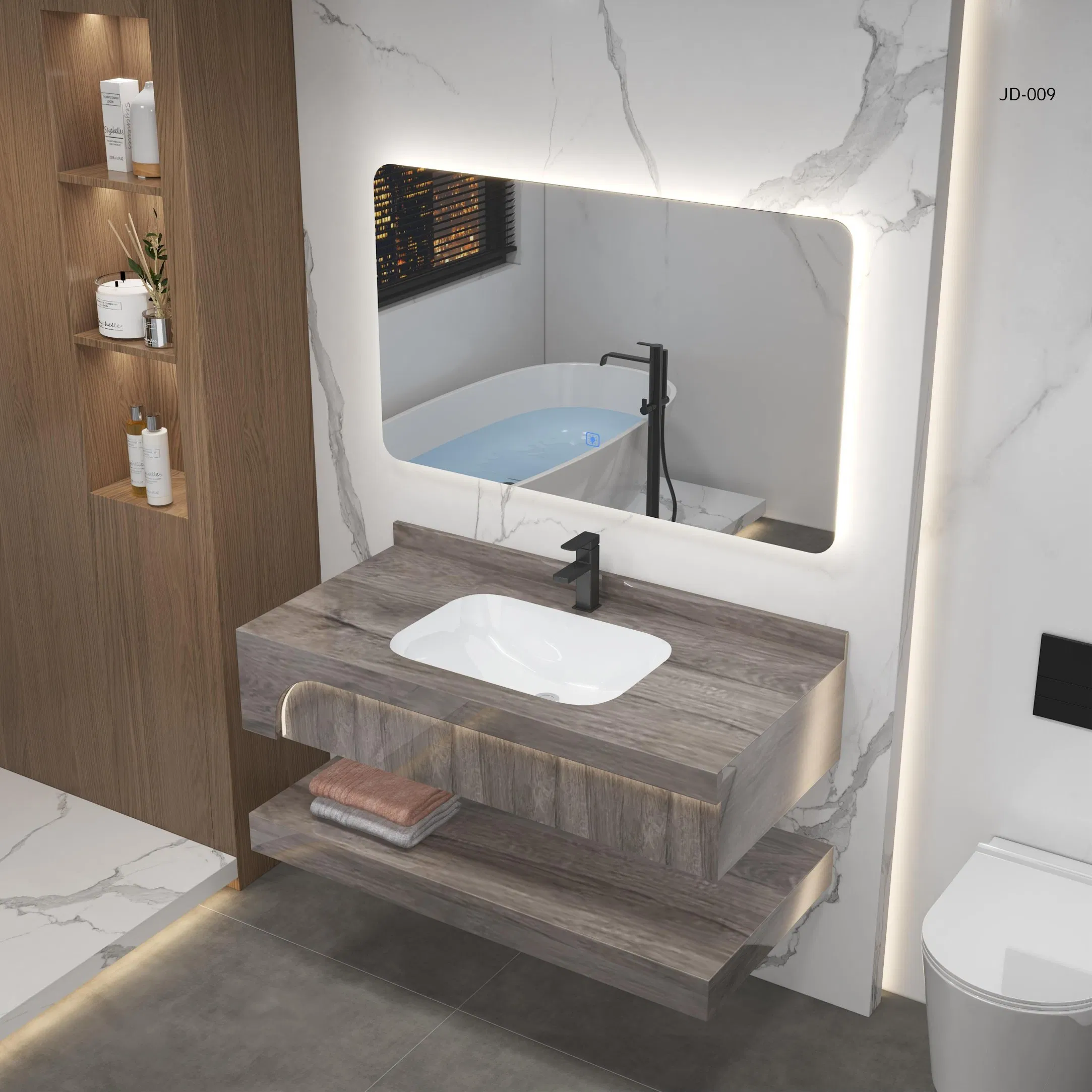 Настенная раковина из камня и керамики для ванной