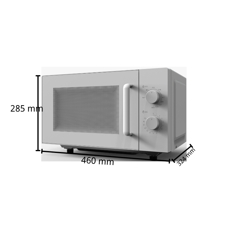 Hot Selling 20L White Color Countertop Electric Microwave Oven Double Knob Control Glass Door for Home Use