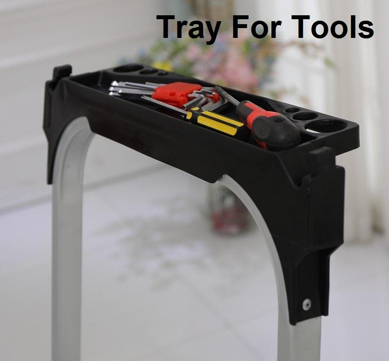 Hot Sale Household Aluminum Safety 4 Steps Ladder with Pulley and Handle Tray