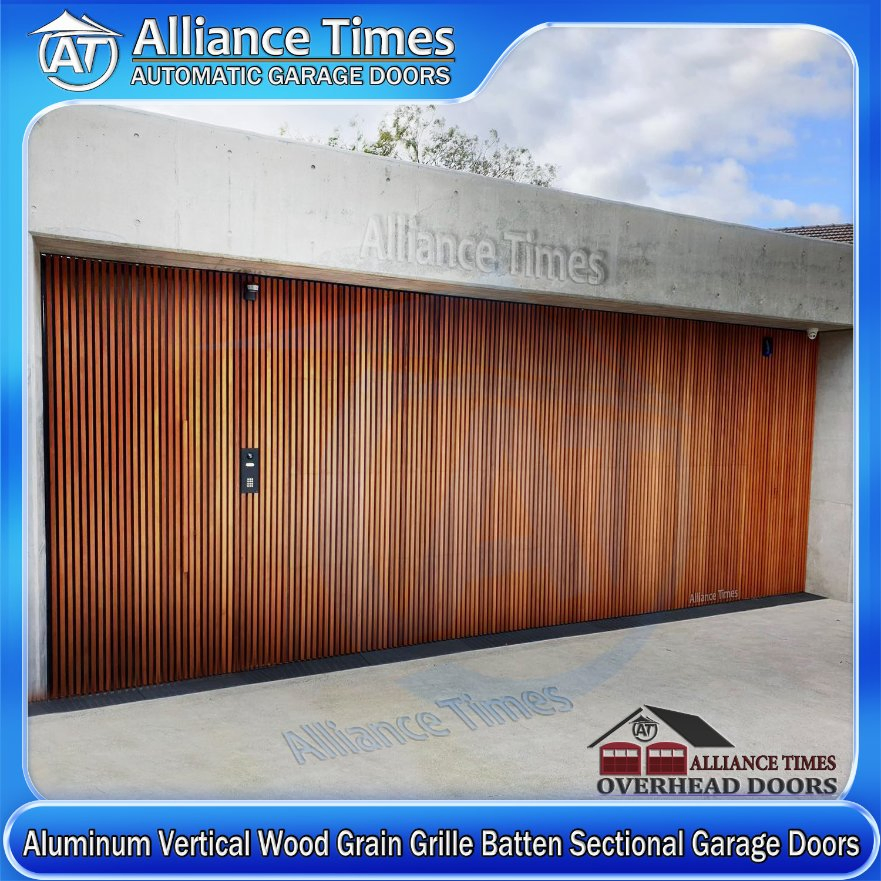 Flush Mounted Australian Home Residential Aluminum Woodgrain Grille Battens Sectional Overhead Automatic Garage Doors