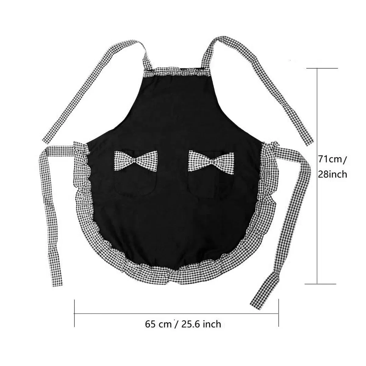 Black and White Checkered Maid Apron, Cute Style Girl's Home Anti-Stain Work Apron