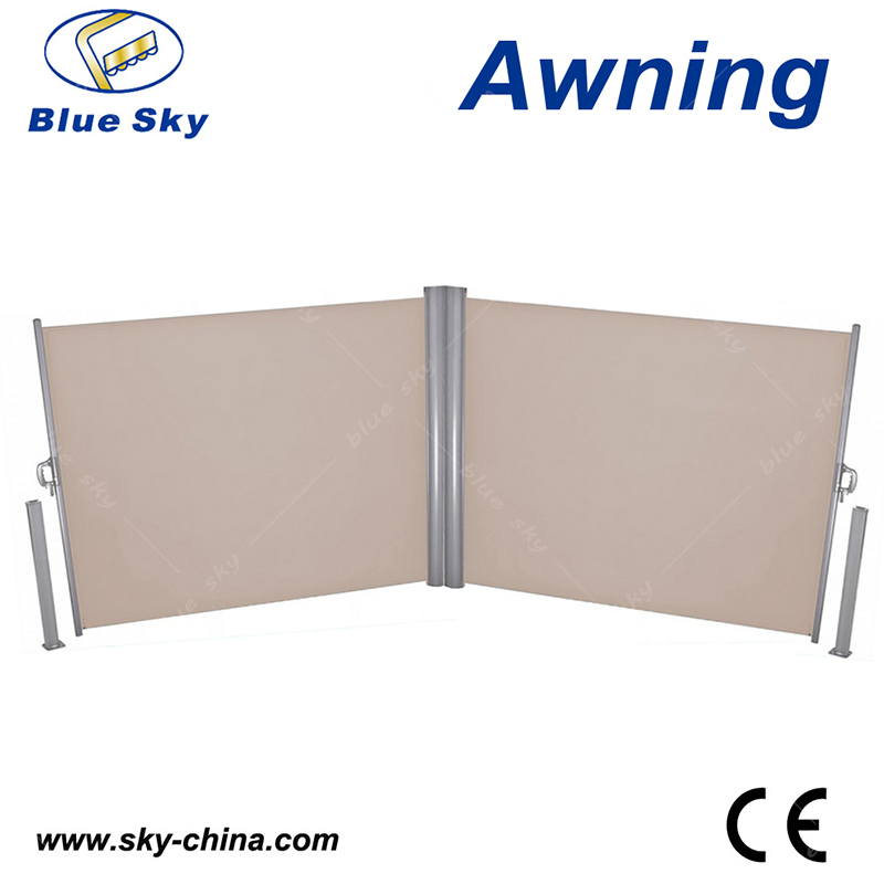 Popular Windshield Aluminum Double Screen Awning Retractable Side Awning Outdoor Folding Blinds (B700-2)