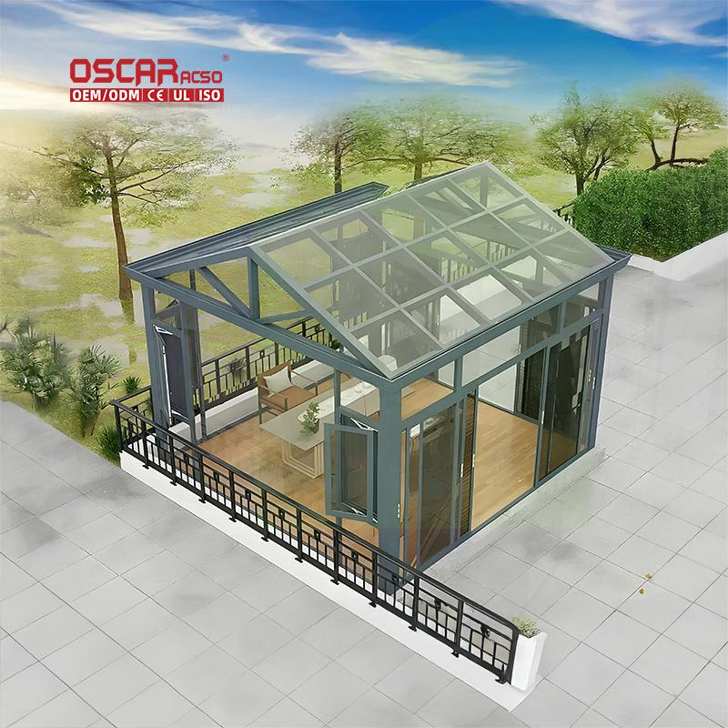 Glass Room Aluminum Glass Room with Retractable Tempered Roof for Patio Garden Balcony Sunroom