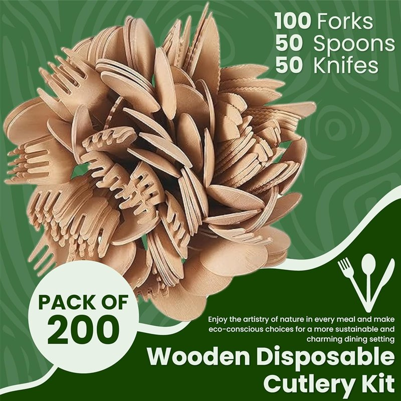 Disposable Wood Fork Natural Biodegradable Cutlery for Home Picnic Catering