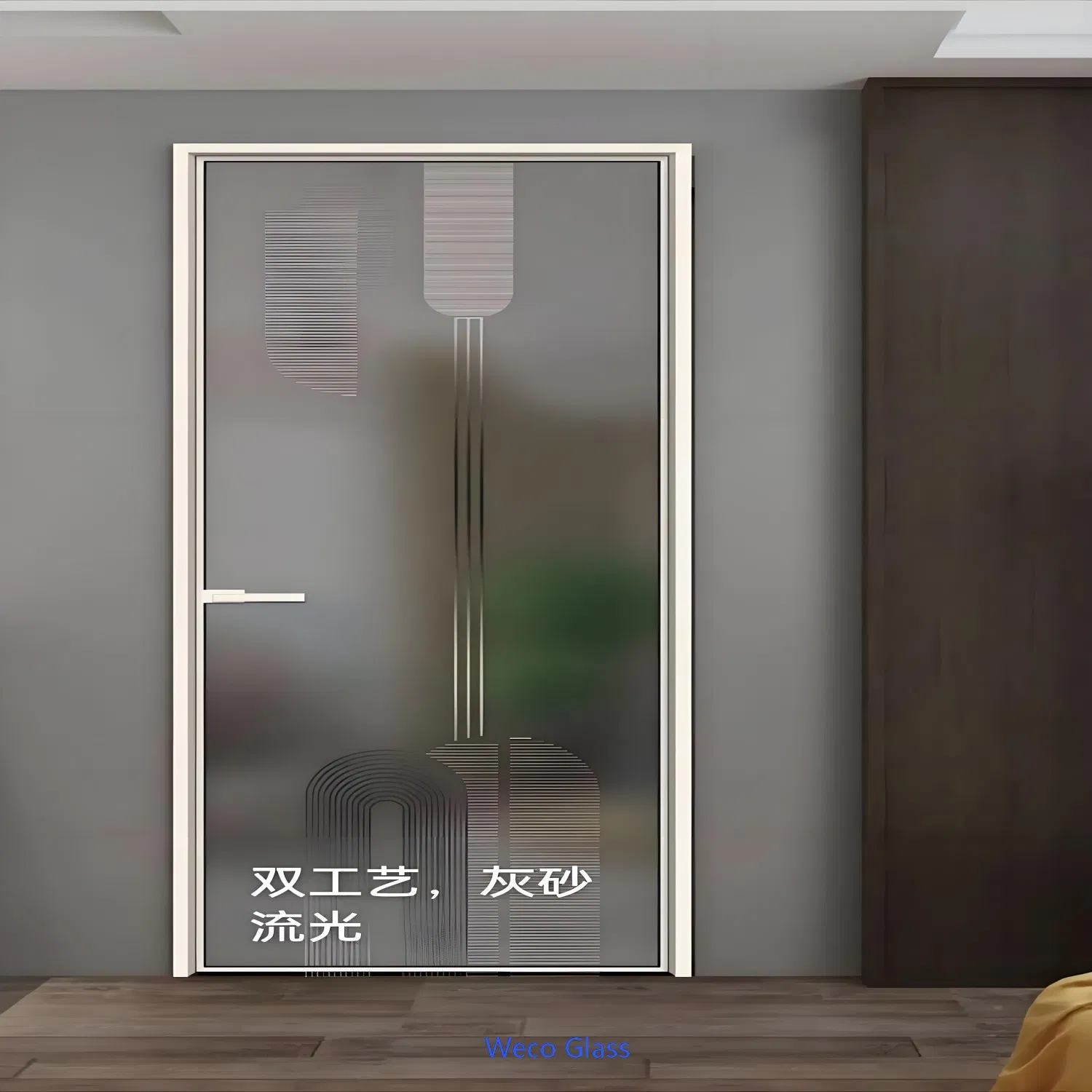 5mm 6mm 8mm OEM Size Tempered Patterned Acid-Etched Glass for Washroom Door