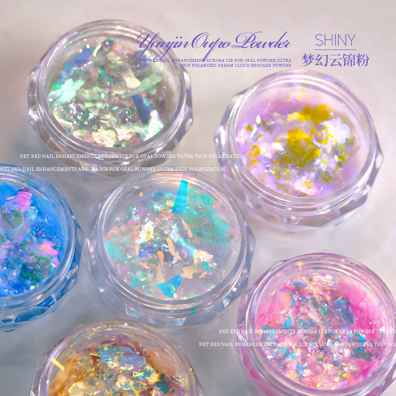 Wholesale Nail Glitter Cloud Brocade Powder Super Fairy Aurora Opal Powder