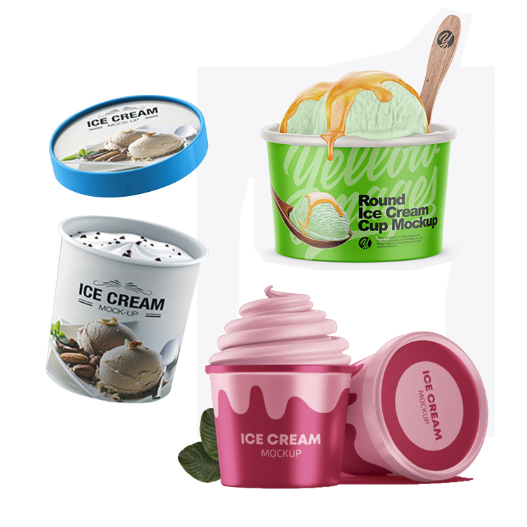 3oz 4oz 6oz Ice Cream Paper Cup with Lids and Spoon