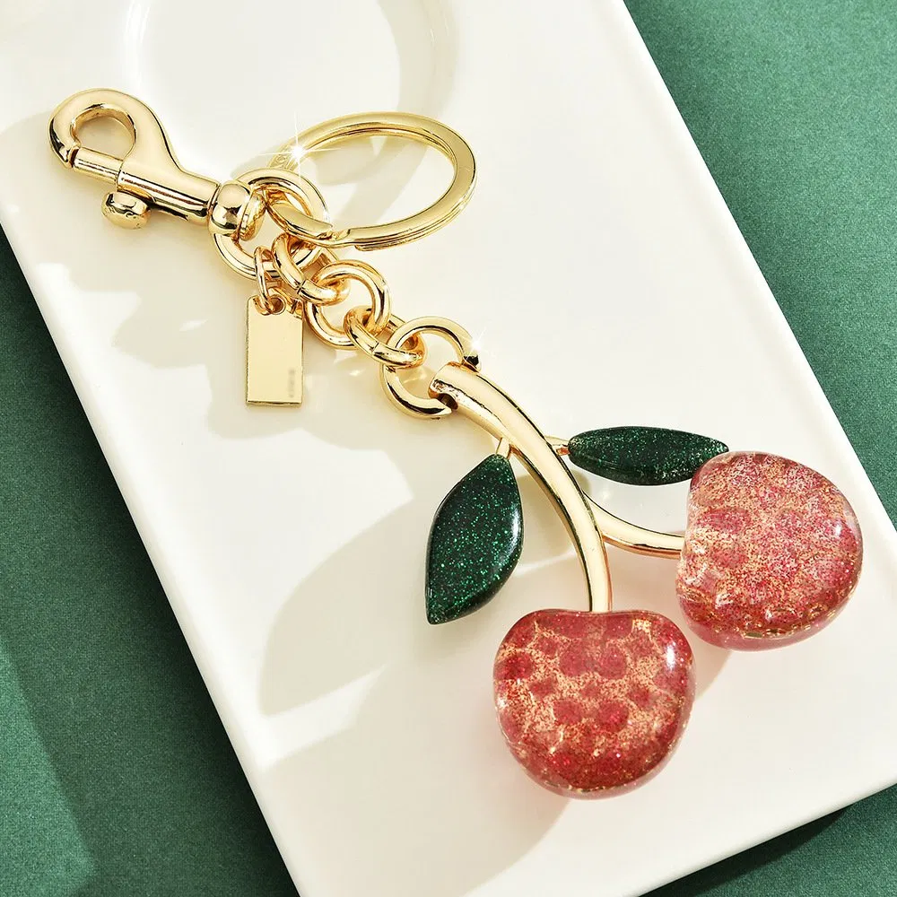 Cute Strawberry Cherry Keychain Red Bag Charms Heart Keyring Purse Backpack