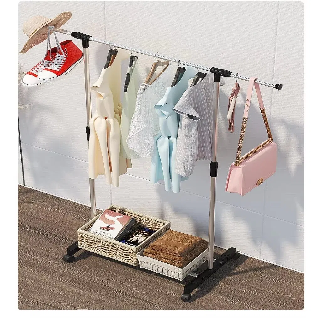 Smart Modern Single-Pole Telescopic Coat Rack Multi-Scene Drying Rack Accessory for Home for Outdoor Balcony Bedroom Clothes