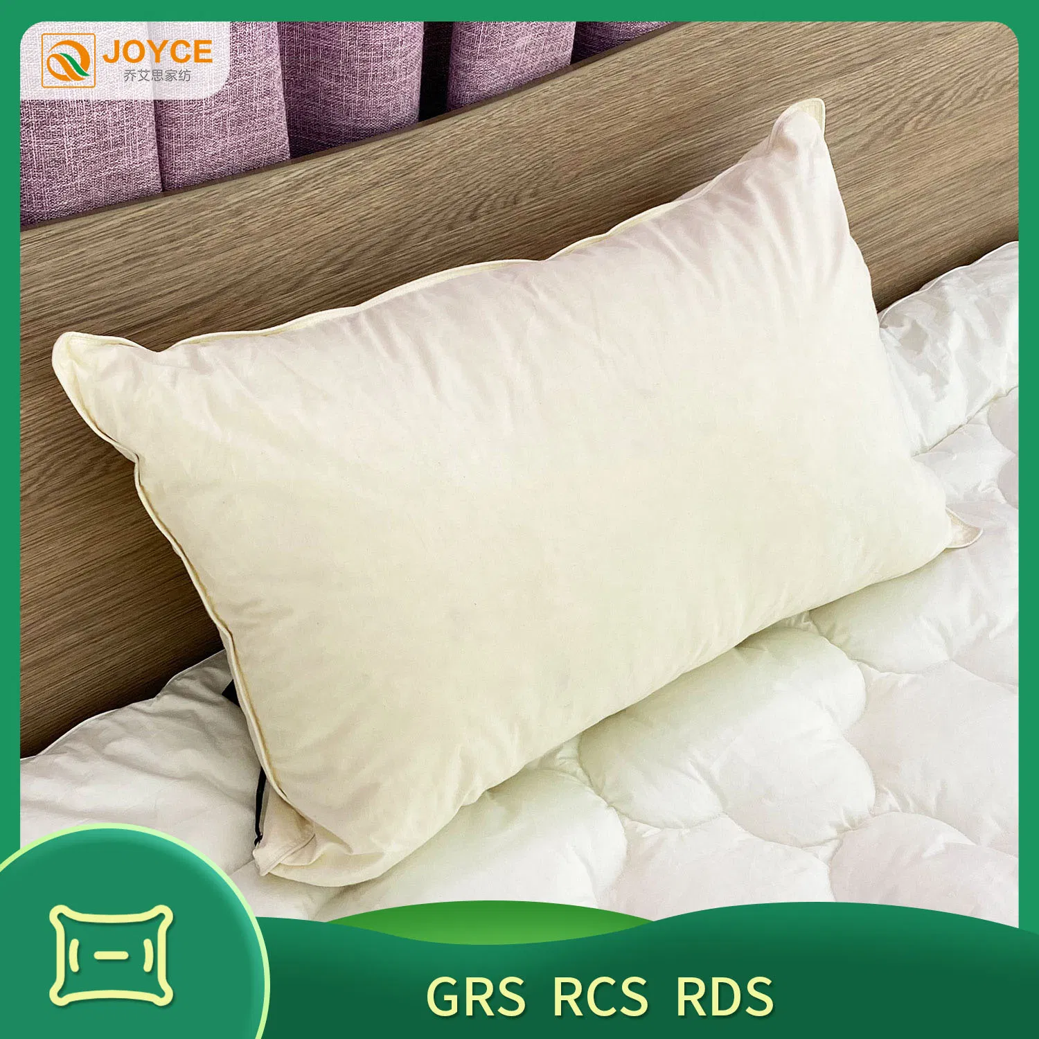 Customized Queen Size 100% Organic Cotton Cover Bed Pillow Filling White Goose Down