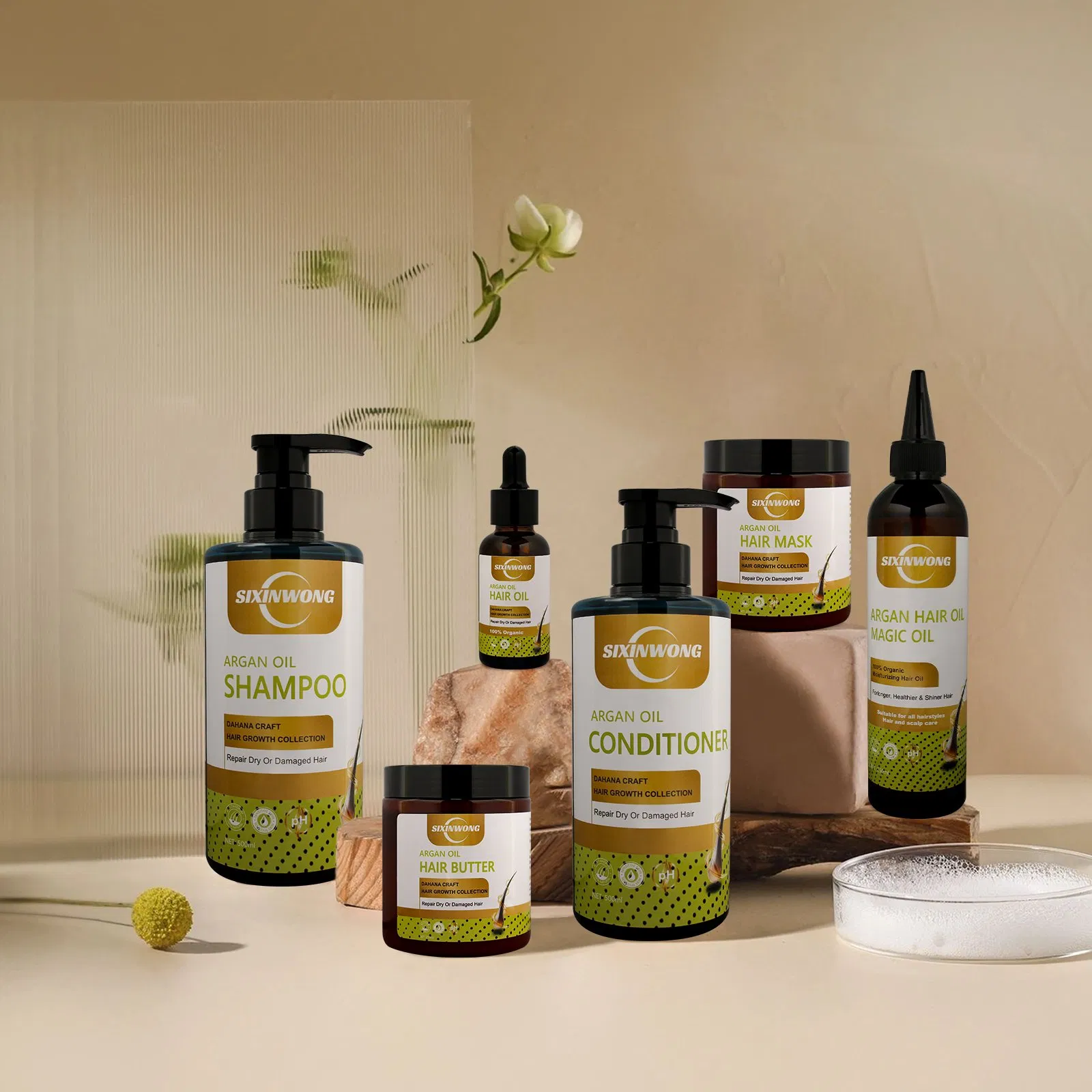 Beauty Cosmetics Hair Care Repairs Damaged Treatment Loss Argan Oil Shampoo Set
