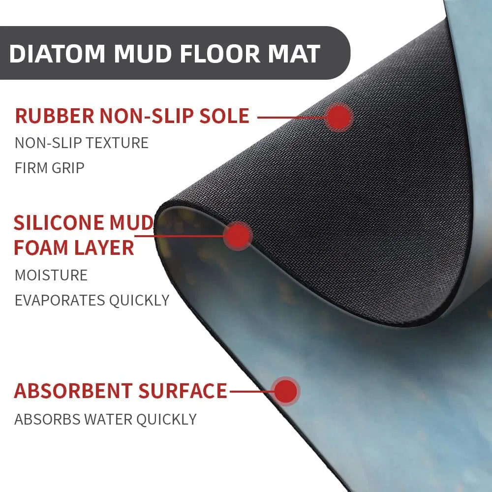 Diatomaceous Earth Bath Mat Modern Teal Marble Design Super Absorbent Fast Drying Non-Slip Diatomite Mud Bathroom Floor Rugs Office Doormat Kitchen