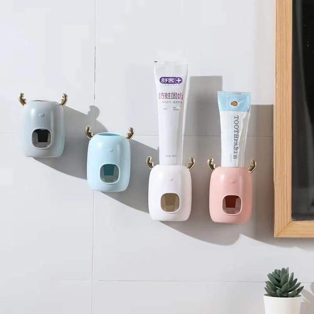 Cute Automatic Toothpaste Dispenser Punch-Free Wall Mounted Toothpaste Squeezer Holder Bl14593