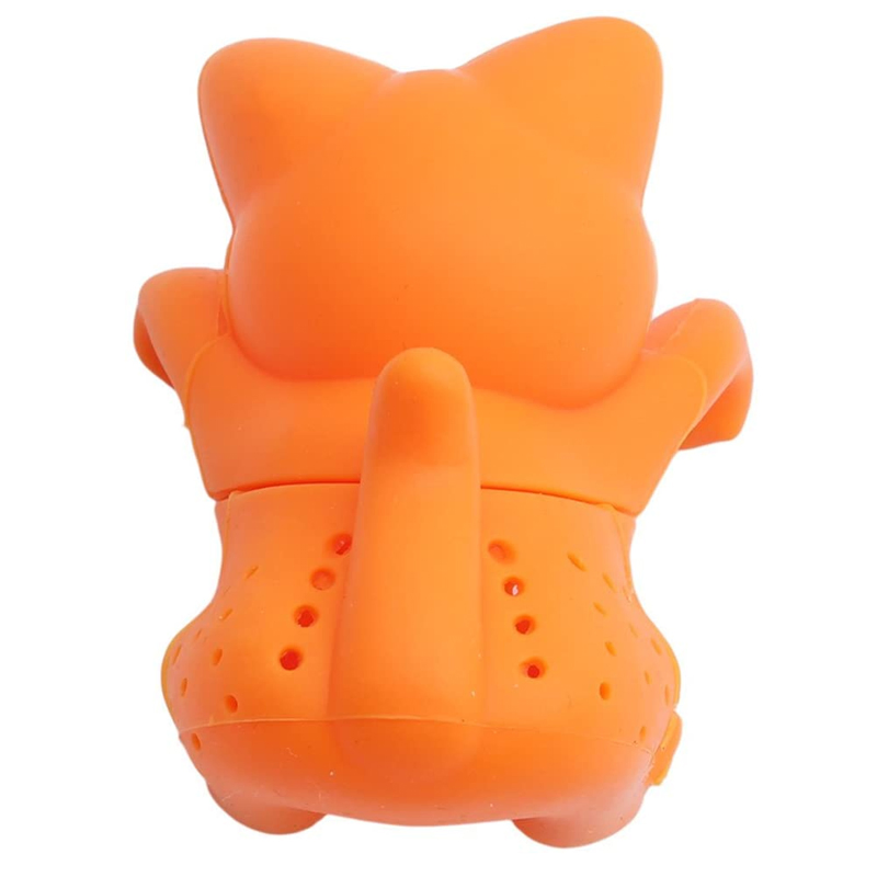 Customized Orange Lucky Cat Silicone Tea Bag Silicone Filter Tea Set Strainer