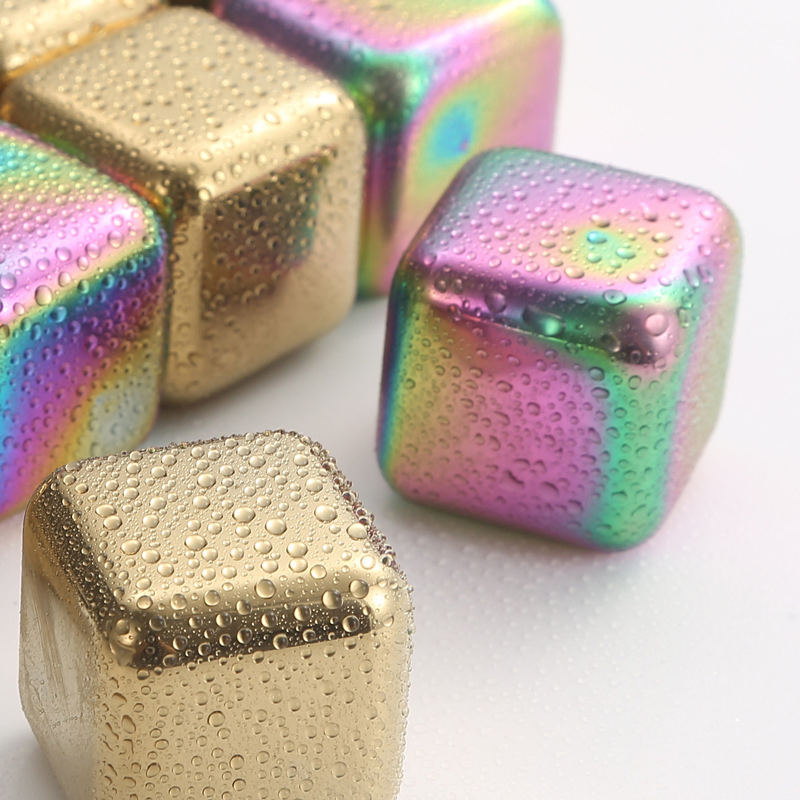 Stainless Steel Ice Cubes for Whiskey Reusable Metal Chilling Whiskey Stone Colorful