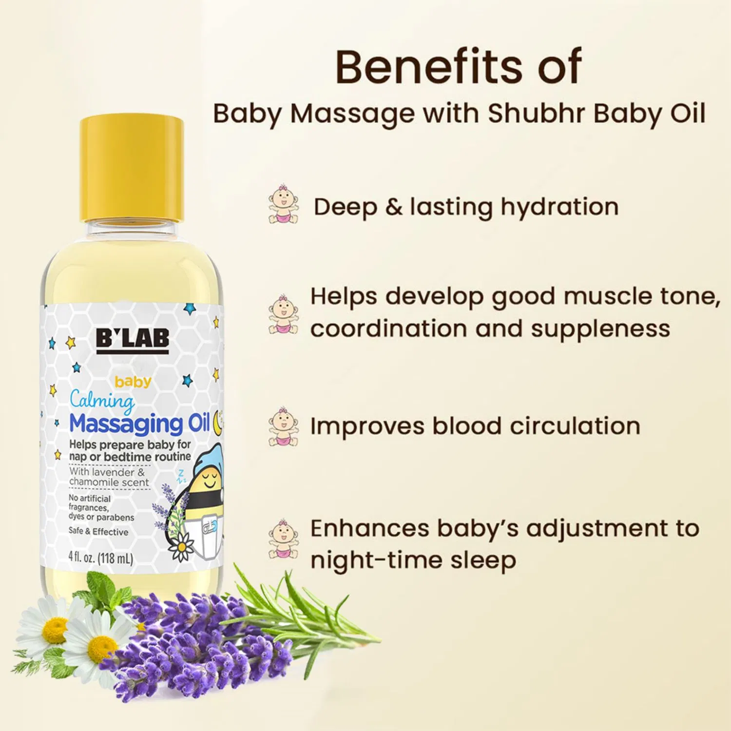 2022 New Launch Chamomile and Lavender Baby Calming Massage Oil