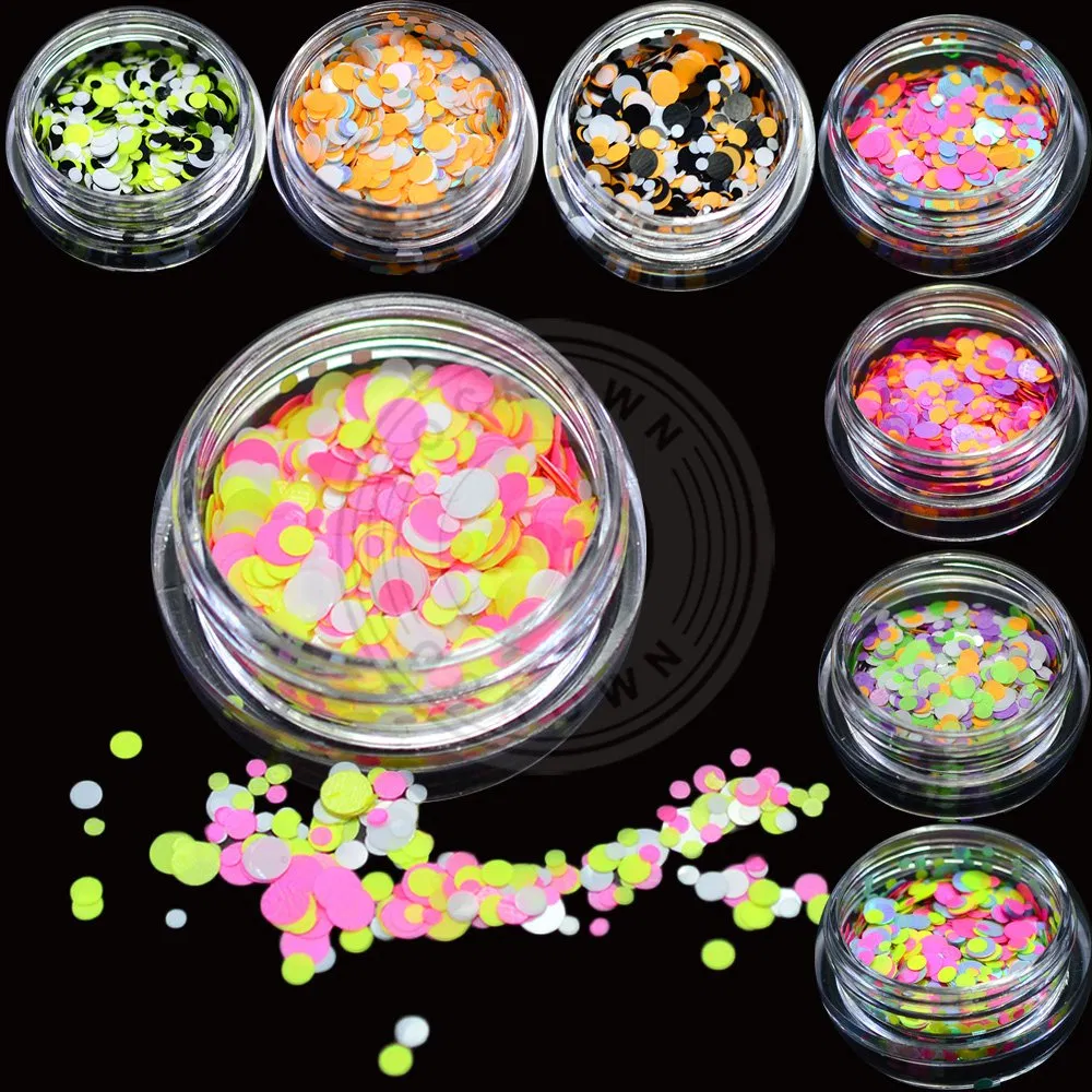 Ultrathin Sequins Colorful Round 3D Nail Art Mixed Size Glitter Pigment
