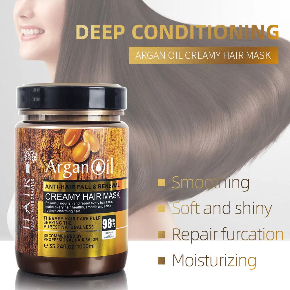 Factory Price Gold Label Argan Oil Brazilian Moroccan Moisturizing Smooth Salt Free Cheap Bulk Collagen Packing 1000 Ml Argan Hair Mask