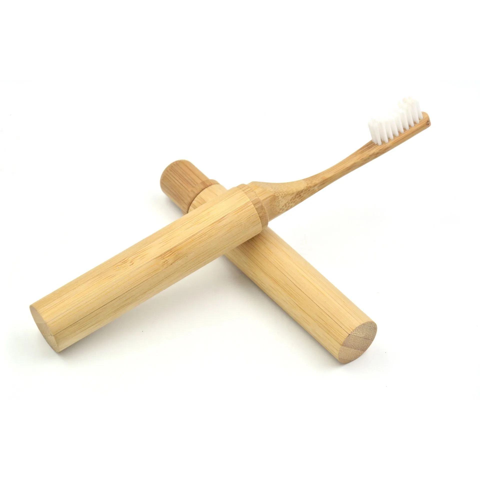 Portable Soft Nylon 6 Replaceable Head Travel Biodegradable Bamboo Toothbrush with Holder