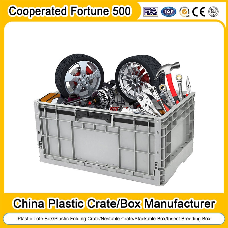 Collapsible Folding Storage Basket EU Logistic Turnover Agriculture Plastic Foldable Moving Mesh Totes Crate for Vegetable and Fruit 40X30X14/17/22cm, 60X40X12