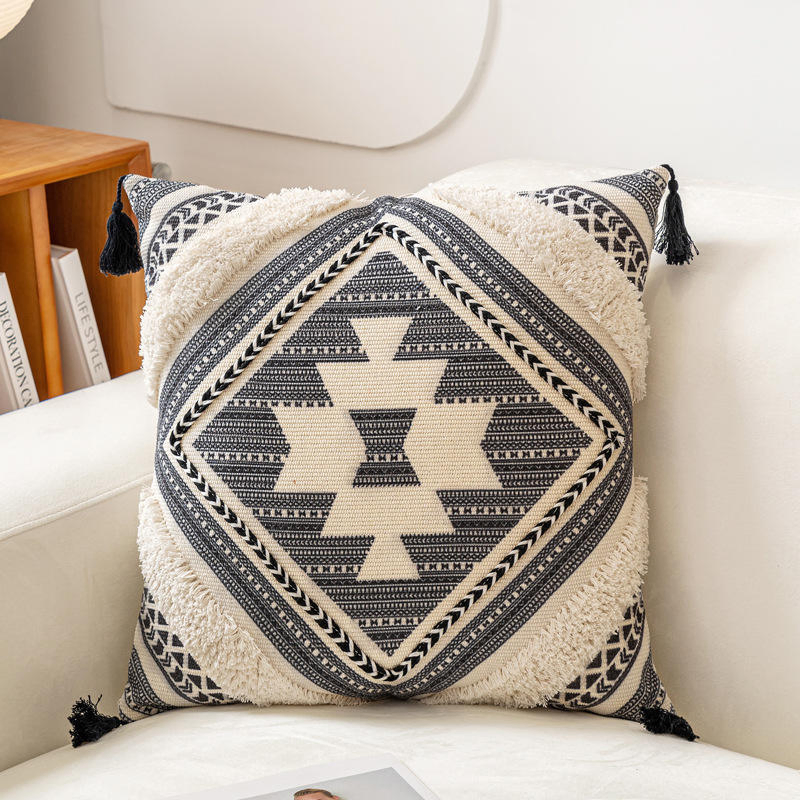 Custom Digital Printed Cotton Throw Pillow Case Boho Style Home Sofa Decor Back Cushion