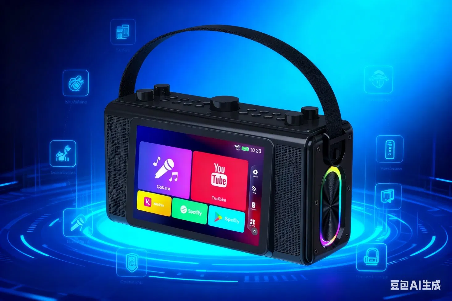 Wireless 7''touch Screen Speaker Outdoor Stereo Portable Mini Speaker Home Stereo Bass Music Speakers Loudspeaker Sound Box