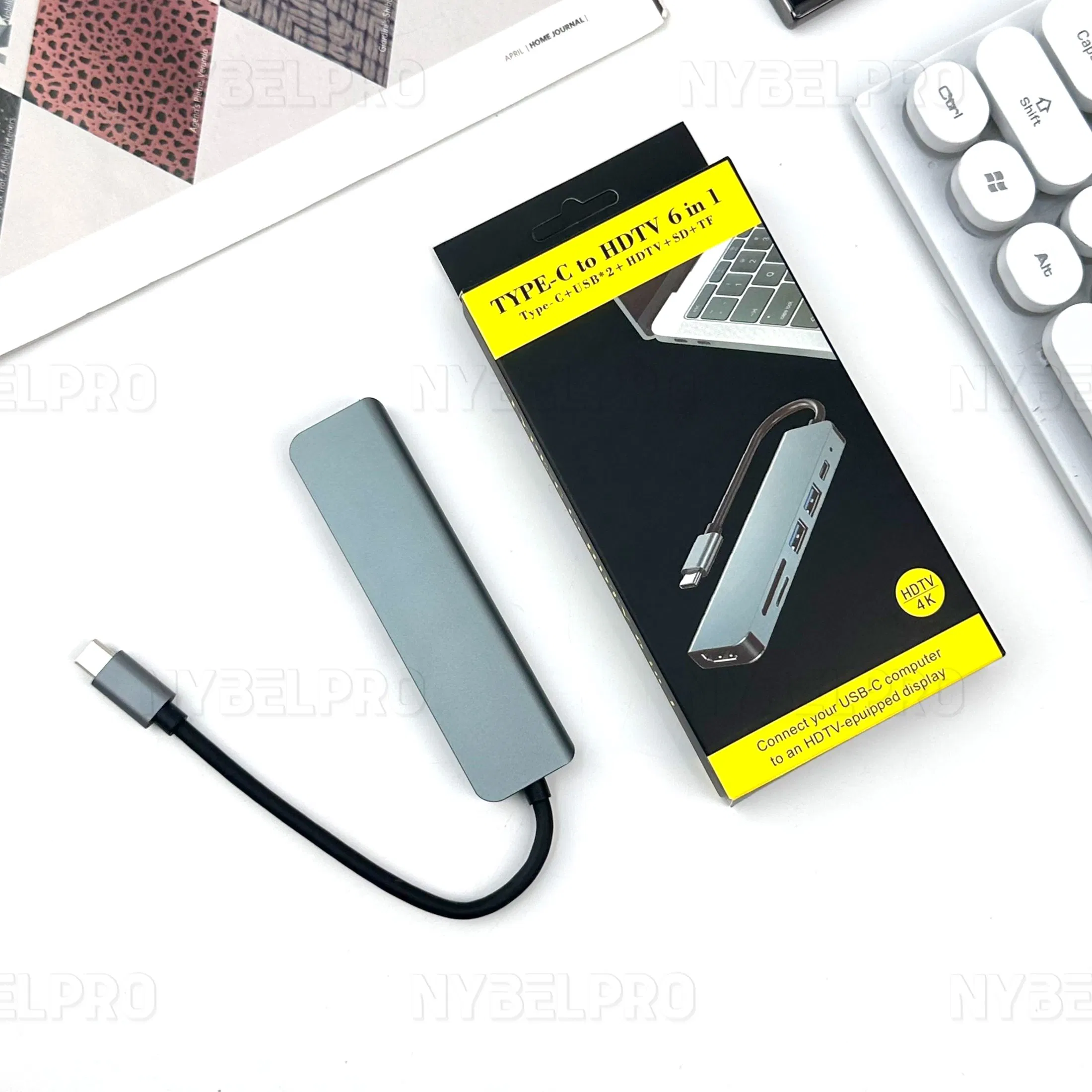 Док-станция 6 в 1 USB-C с быстрой зарядкой