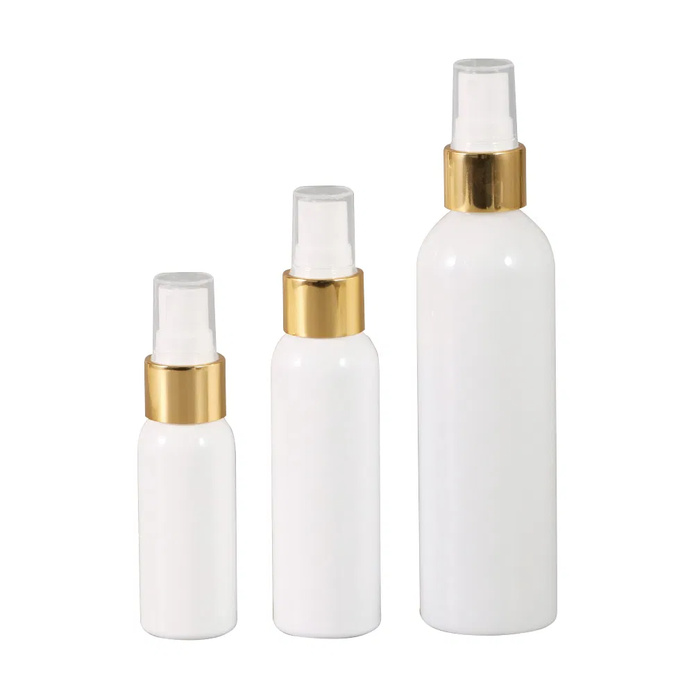 Cheap Gold White Empty Plastic Skincare Cosmetic 30/60ml/100ml/120ml Perfume Spray Bottle