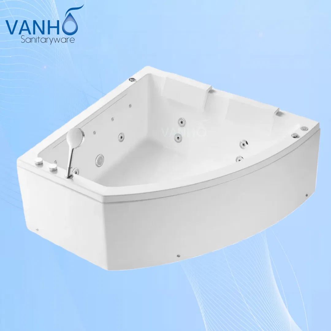 Угловая акриловая ванна с гидромассажем и LED-подсветкой