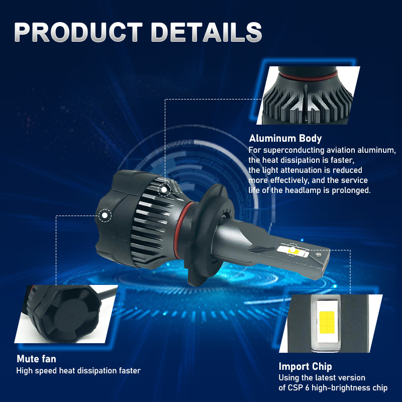 C8 H4 LED Headlight 880 881 H13 H11 9005 9006, 6000K White CSP Chip Canbus