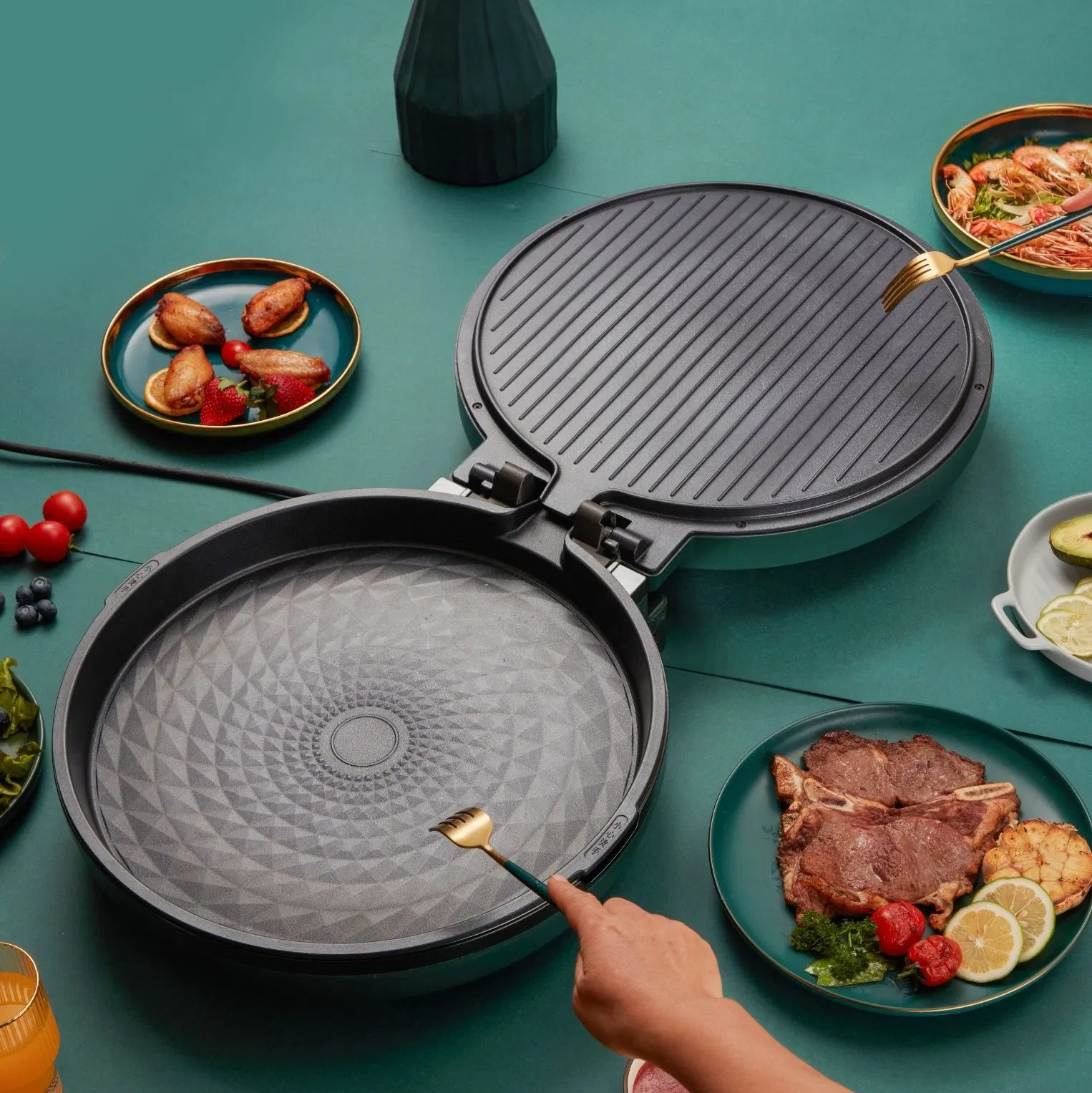 Dishwasher Safe Removable Nonstick Cooking Plate Electric Griddle 40cm