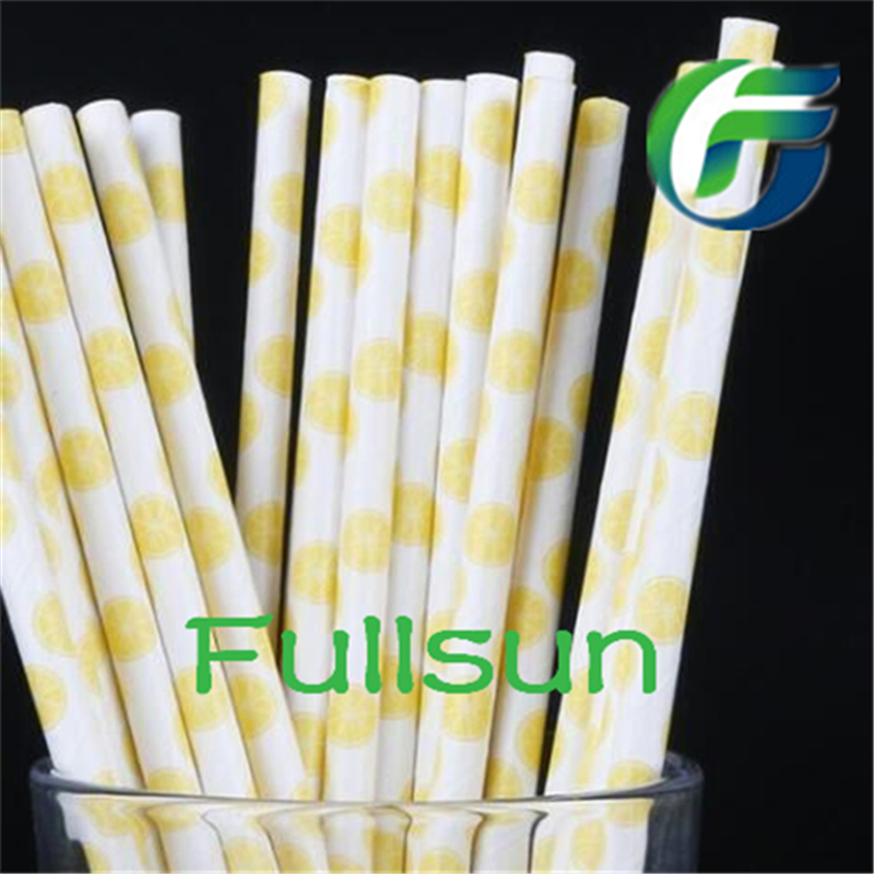 100% Compostable Disposable Colorful Paper Printing Plastic Drinking Biodegradable Paper Straw
