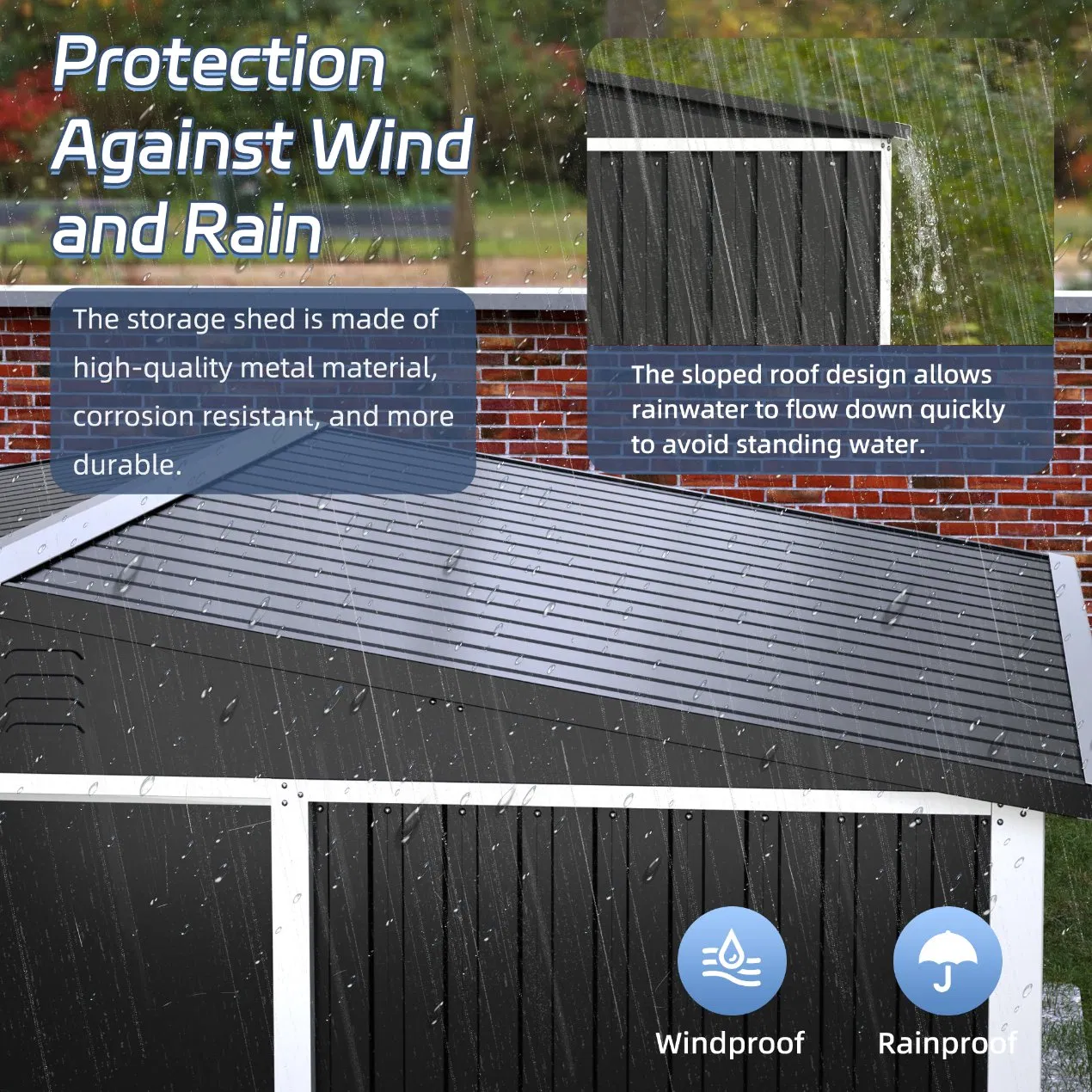 Large Steel Frame Shed Backyard Metal Outdoor Garage Shed