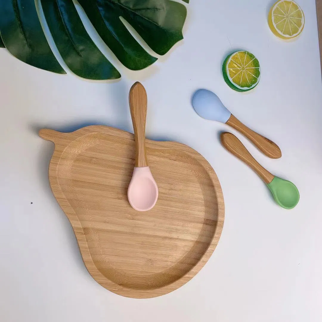 100% Natural Bamboo Plate Pear Pattern
