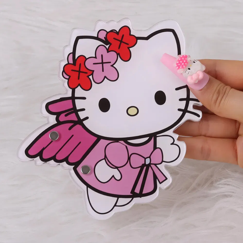 Cute Lashes Extensions Tool Acrylic Lash Tile Private Label Hello Kitty Eyelash Tiles Plate with Magnetic Tray
