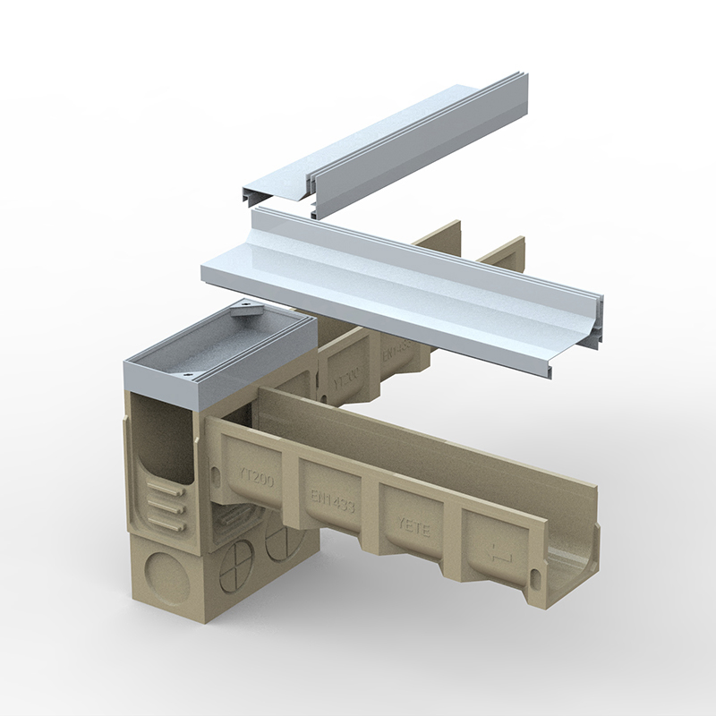 High Quality Polymer Concrete Linear Drain with Stainless Steel Slotted Cover